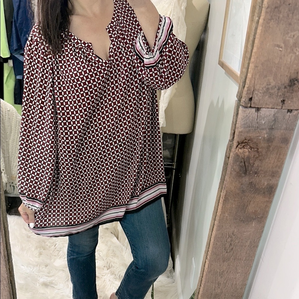 Talbots burgundy print Blouse size 3X